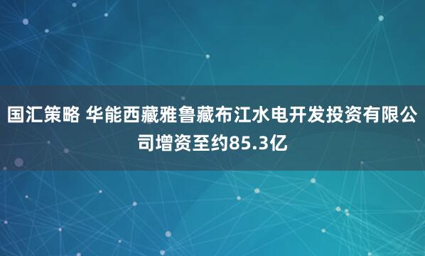 国汇策略 华能西藏雅鲁藏布江水电开发投资有限公司增资至约85.3亿