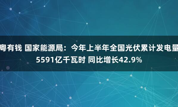 粤有钱 国家能源局：今年上半年全国光伏累计发电量5591亿千瓦时 同比增长42.9%